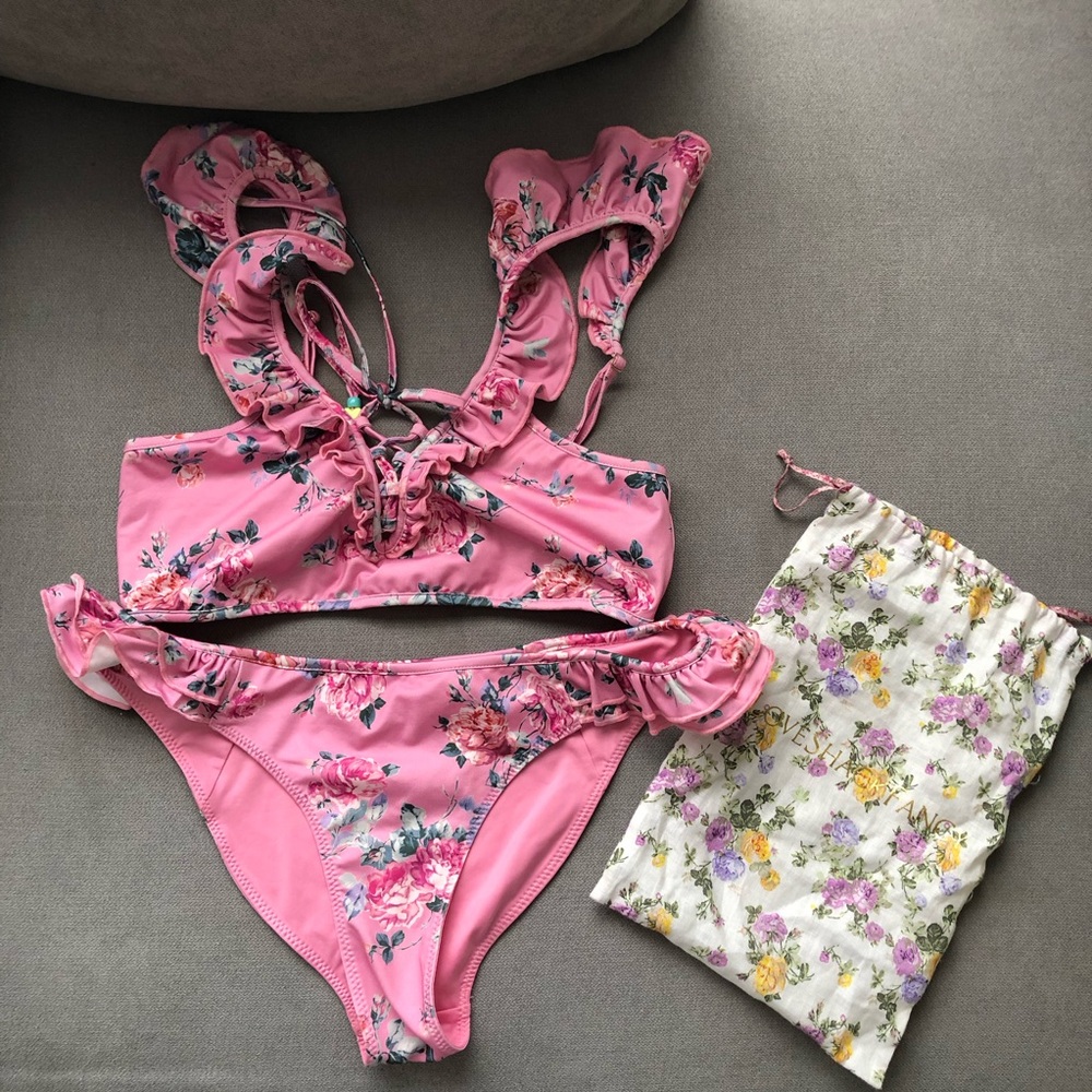 LoveShackFancy Frost Bikini Set Rosy Peaches S - Picture 2 of 9
